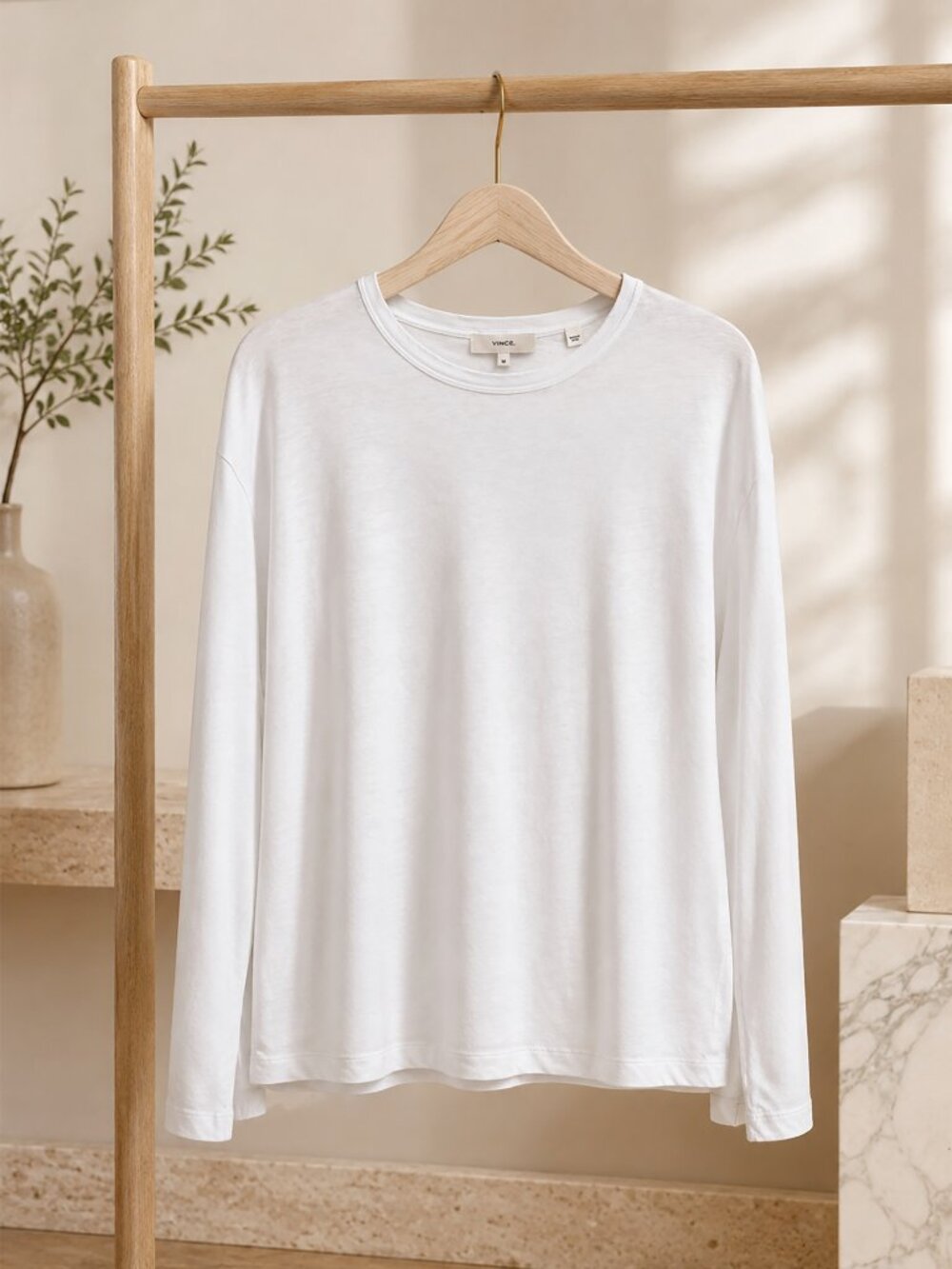 Vince White Tencel Linen Raw Edge Long Sleeve Top M - Picture 4 of 16